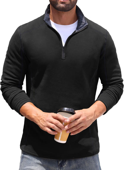 Sailwind Mens Quarter Zip Sweatshirt Fleece Long Sleeve Pullover Casual Mock Neck Polo Sweater