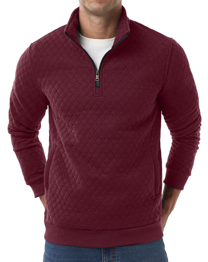 Sailwind Mens Quarter Zip Sweatshirt Long Sleeve Quilted Pullover Casual Mock Neck Polo Sweater