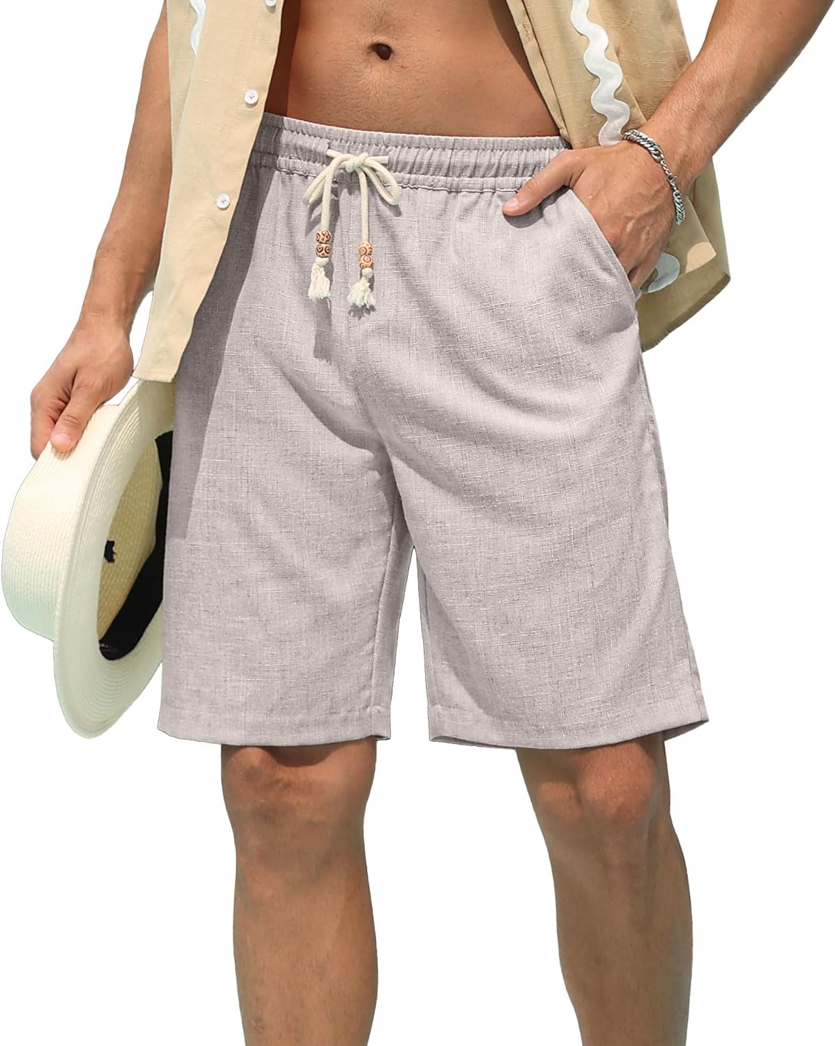 Sailwind Men’s Linen Shorts Casual Drawstring Summer Beach Shorts