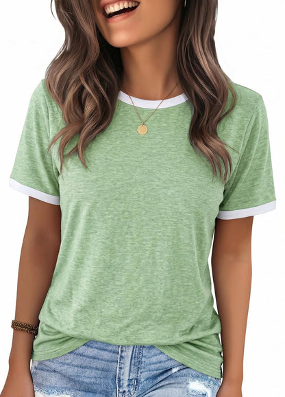 YEXIPO Graphic Tees for Women Short Sleeve Summer Tops Funny Letter Printed Loose Casual T Shirts