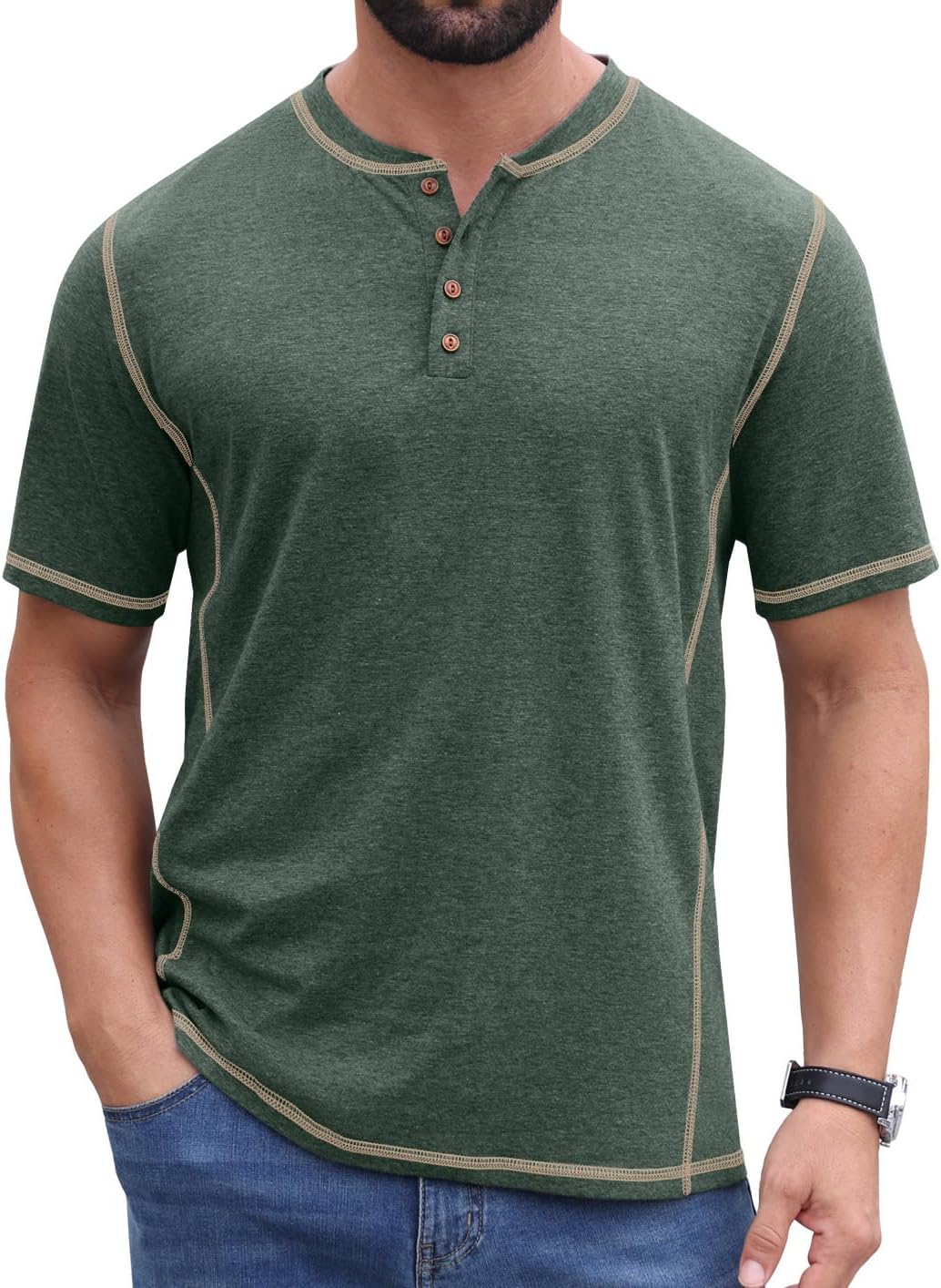 Sailwind Mens Henley Shirts Casual Lightweight Summer T-Shirt Cotton Maverick Short Sleeve