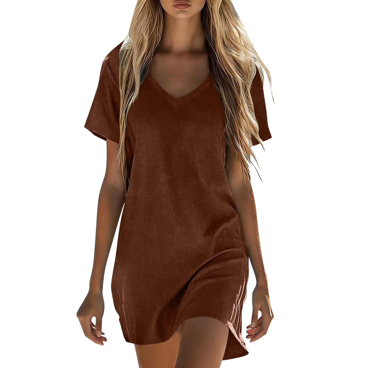 Summer Dresses for Women 2026 Linen Tshirt Dress Casual Beach Vacation Outfits Cotton Boho Short Sleeve Sundresses