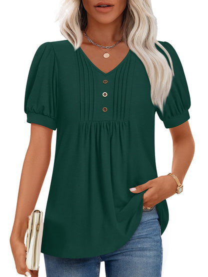Findsweet Women's Summer Tunic Tops Casual Dressy Blouses Short Sleeve Shirts M-4XL