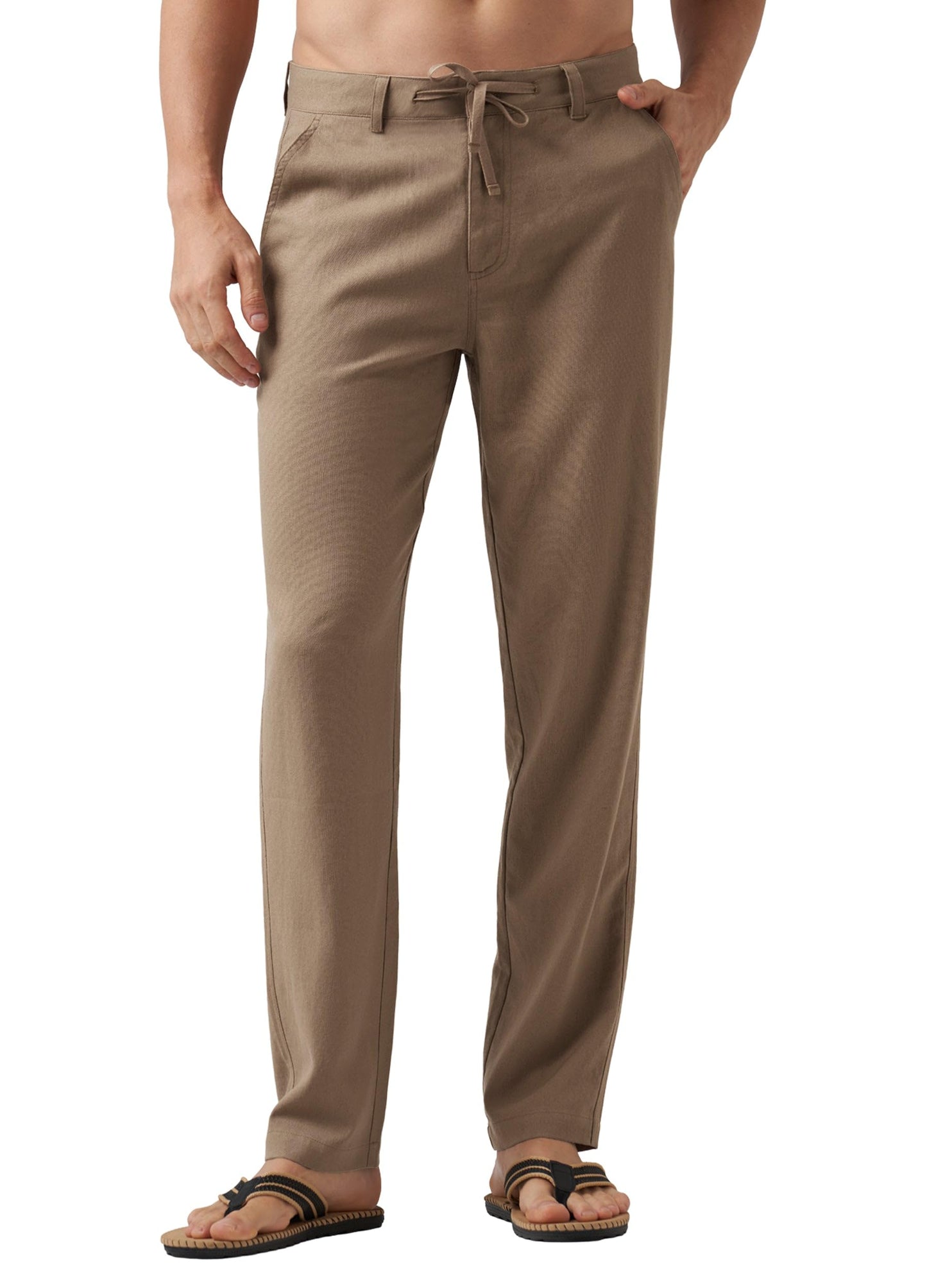 Willit Men's Linen Pants Casual Linen Dress Pants Drawstring Beach Summer Lightweight Trousers 29" 30" 32"