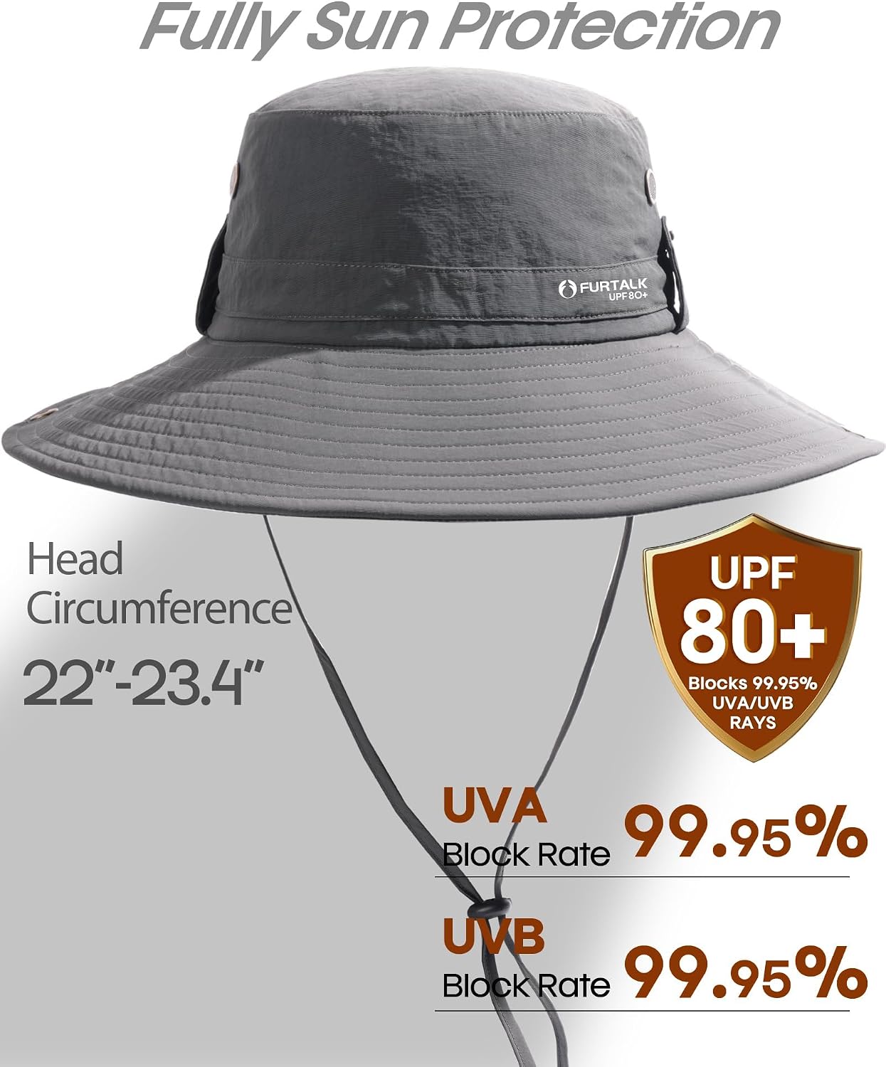 FURTALK Sun Hats for Men Fishing Hat UPF 80+ Foldable Wide Brim Outdoor Hiking Beach Summer Hats