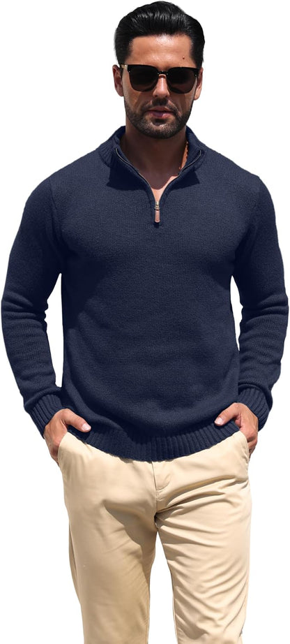 Sailwind Men's Quarter Zip Knit Texture Sweater Casual Long Sleeve Pullover Chunky Sweaters