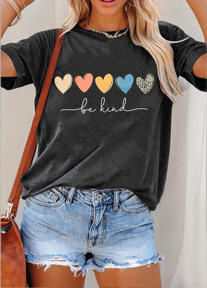 YEXIPO Womens Graphic Tees Short Sleeve Summer Tops Funny Letter Print Crew Neck Casual Loose Cute T Shirts
