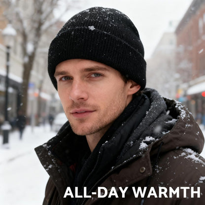 PFFY Beanie for Men Women Unisex Knit Cuffed Plain Winter Thick Lined Beanies Hats