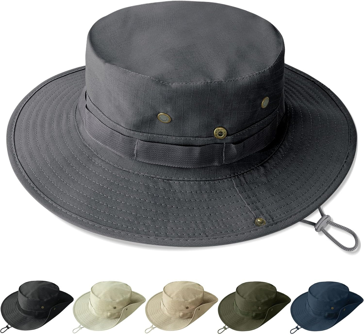 PFFY Sun Boonie Hats for Men UPF 50+ Bucket Hat for Fishing Hiking Safari Hunting