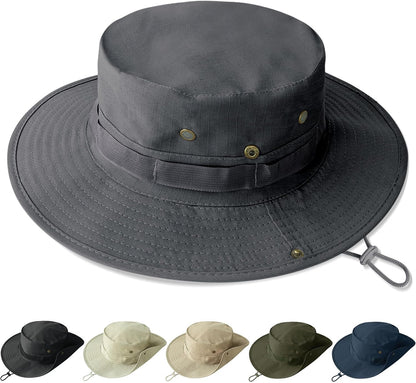 PFFY Sun Boonie Hats for Men UPF 50+ Bucket Hat for Fishing Hiking Safari Hunting