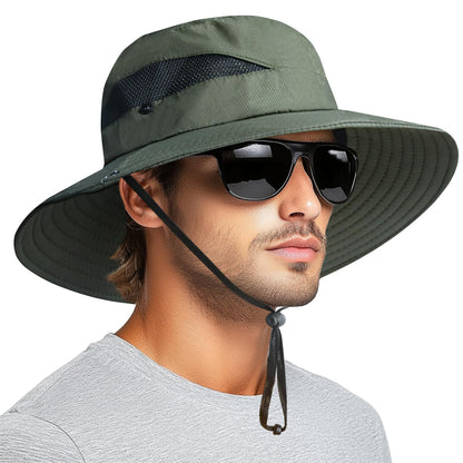 PFFY Sun Hats for Men Women Wide Brim Bucket Hat UPF 50+ Outdoor Beach Hiking Fishing Hat