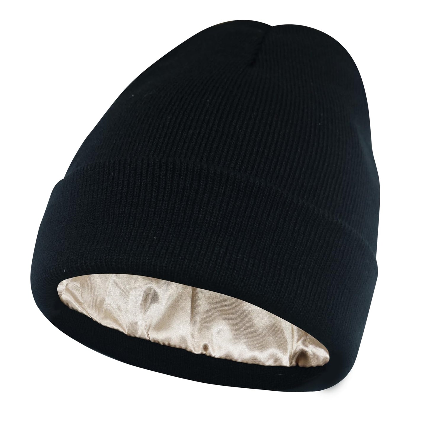 PFFY Womens Satin Lined Beanie Hat Silk Lining Winter Hats Beanies for Women Soft Slouchy Beanie Skull Cap