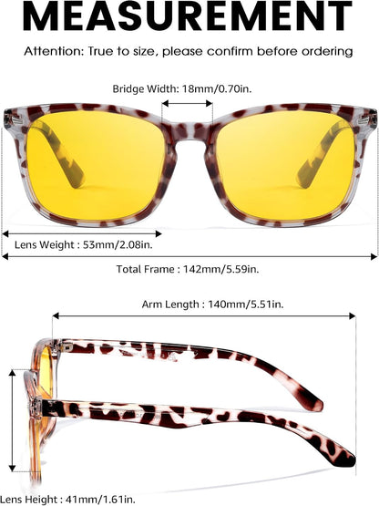 TJUTR Night Vision Driving Glasses for Men Women, Polarized Anti Glare Yellow Lens Glasses for Driving at Night Time TN2482