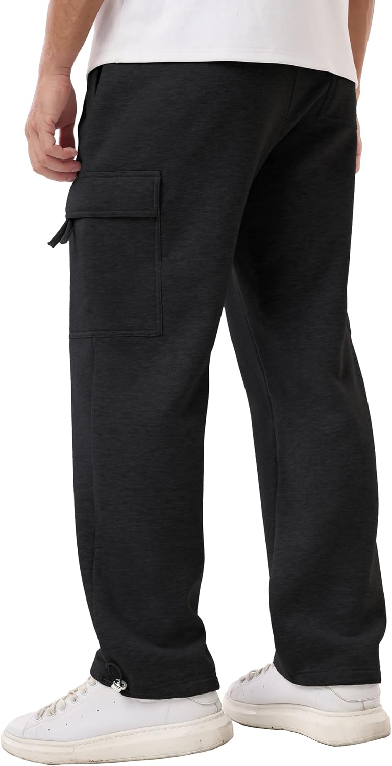 Sailwind Men's Fleece Cargo Sweatpants Casual Loose Fit Heavyweight Pants with Pockets