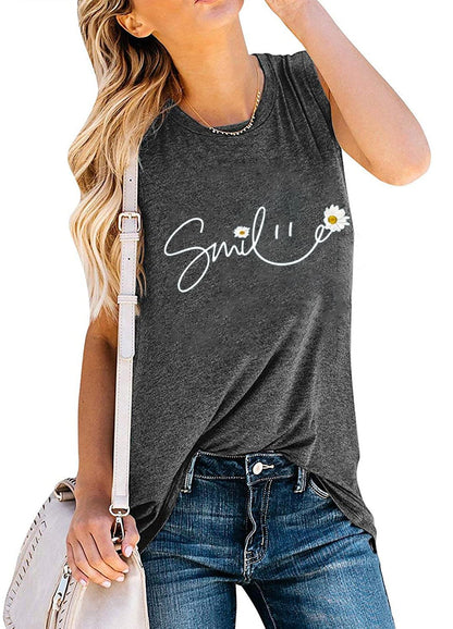 YEXIPO Womens Tank Tops Summer Sleeveless T Shirts Casual Loose Letter Printed Graphic Tees Blouses