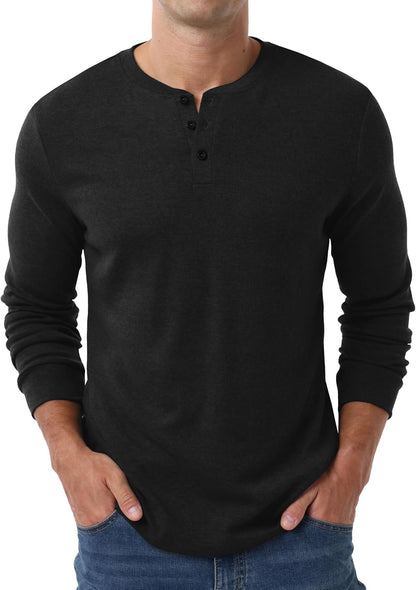 Sailwind Men's Henley Shirts Long Sleeve Casual Classic T-Shirts Button Henley Pullover Tee