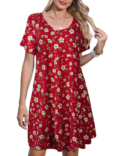JollieLovin Plus Size Summer T-Shirt Casual Dresses for Curvy Women Flowy Swing