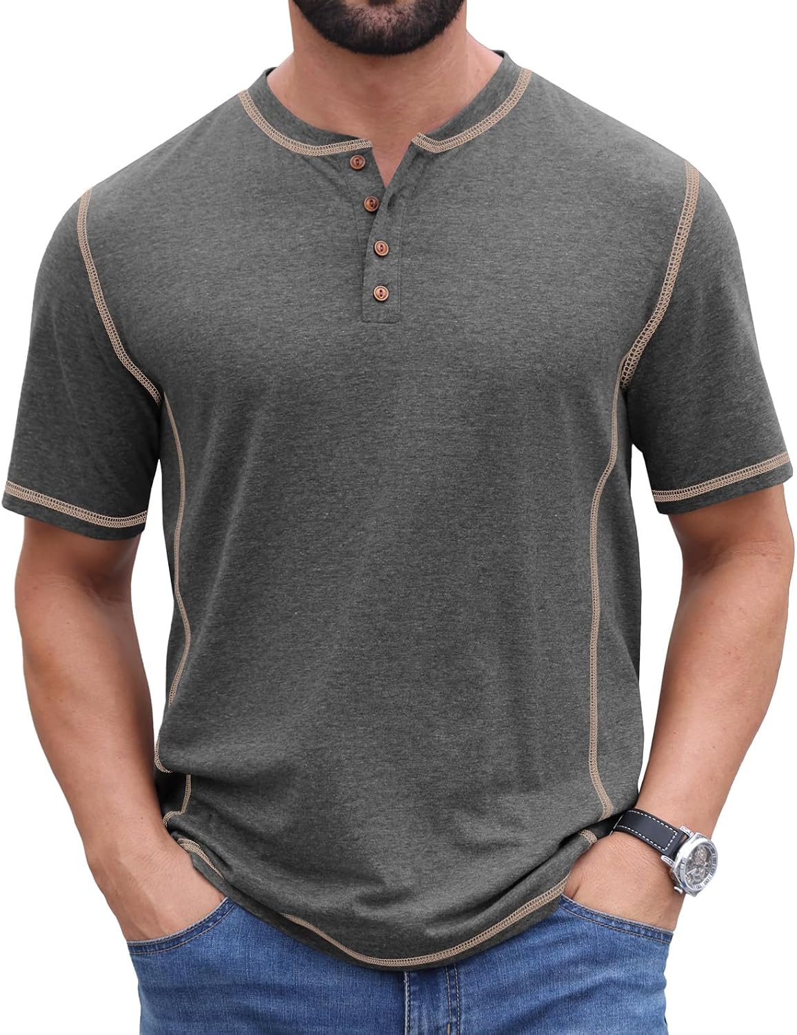 Sailwind Mens Henley Shirts Casual Lightweight Summer T-Shirt Cotton Maverick Short Sleeve