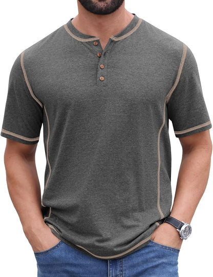 Sailwind Mens Henley Shirts Casual Lightweight Summer T-Shirt Cotton Maverick Short Sleeve