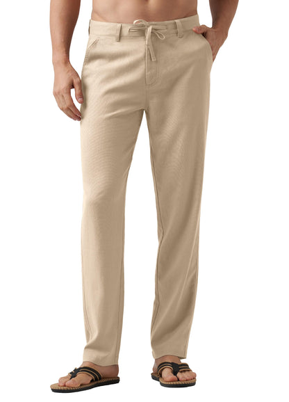 Willit Men's Linen Pants Casual Linen Dress Pants Drawstring Beach Summer Lightweight Trousers 29" 30" 32"