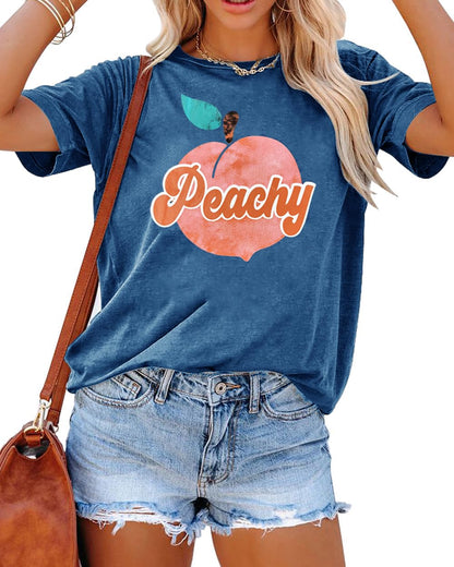 YEXIPO Womens Graphic Tees Short Sleeve Summer Tops Funny Letter Print Crew Neck Casual Loose Cute T Shirts