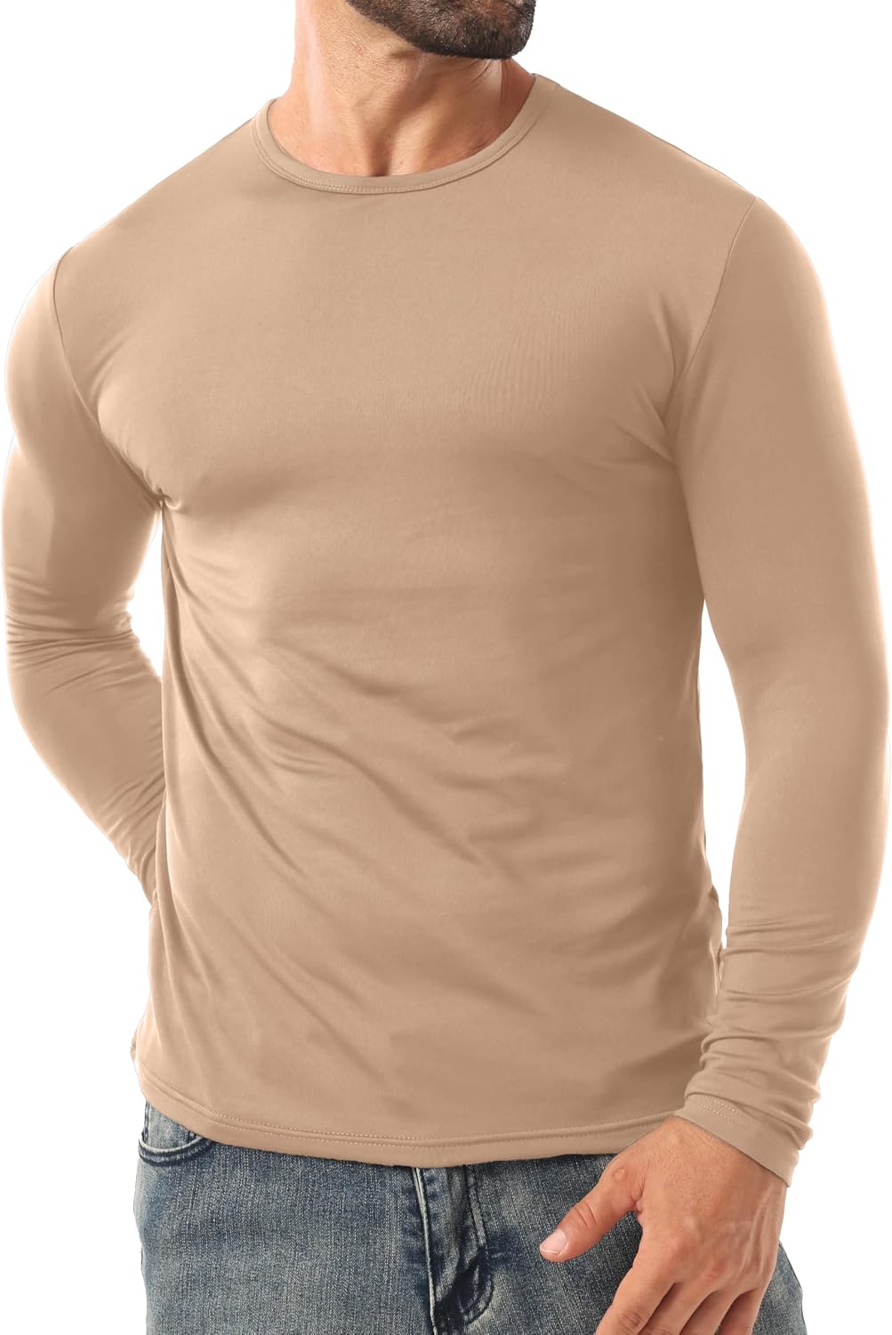 Sailwind Men Thermal Underwear for Men Long Sleeve Lightweight CrewCompression Shirt Khaki