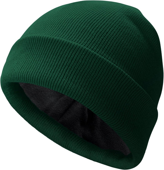 PFFY Beanie for Men Women Unisex Knit Cuffed Plain Winter Thick Lined Beanies Hats