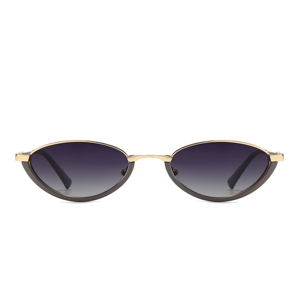 Dollger Semi-Rimless Oval Black Frame Sunglasses