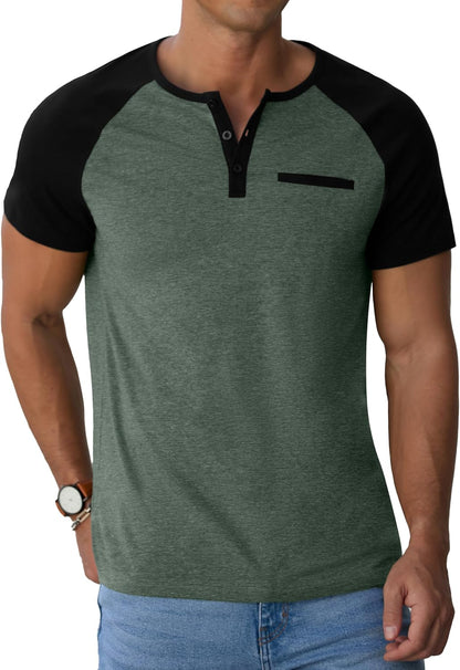 Sailwind Men's Cotton Henley Short Sleeve Casual T-Shirts with Pocket