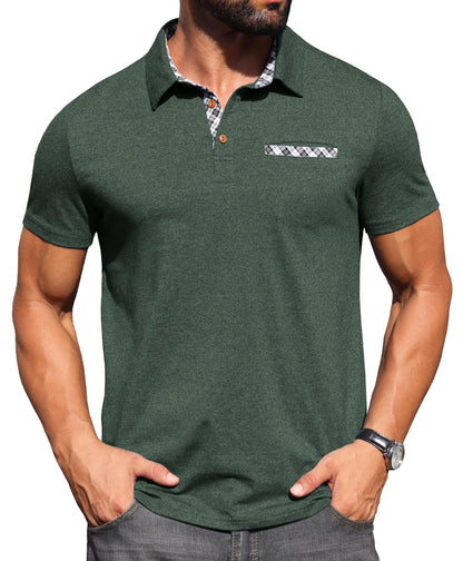 Sailwind Men's Polo Shirts Lightweight Short Sleeve Casual Cotton T-Shirt Summer Button Collared Golf Tee with Pocket