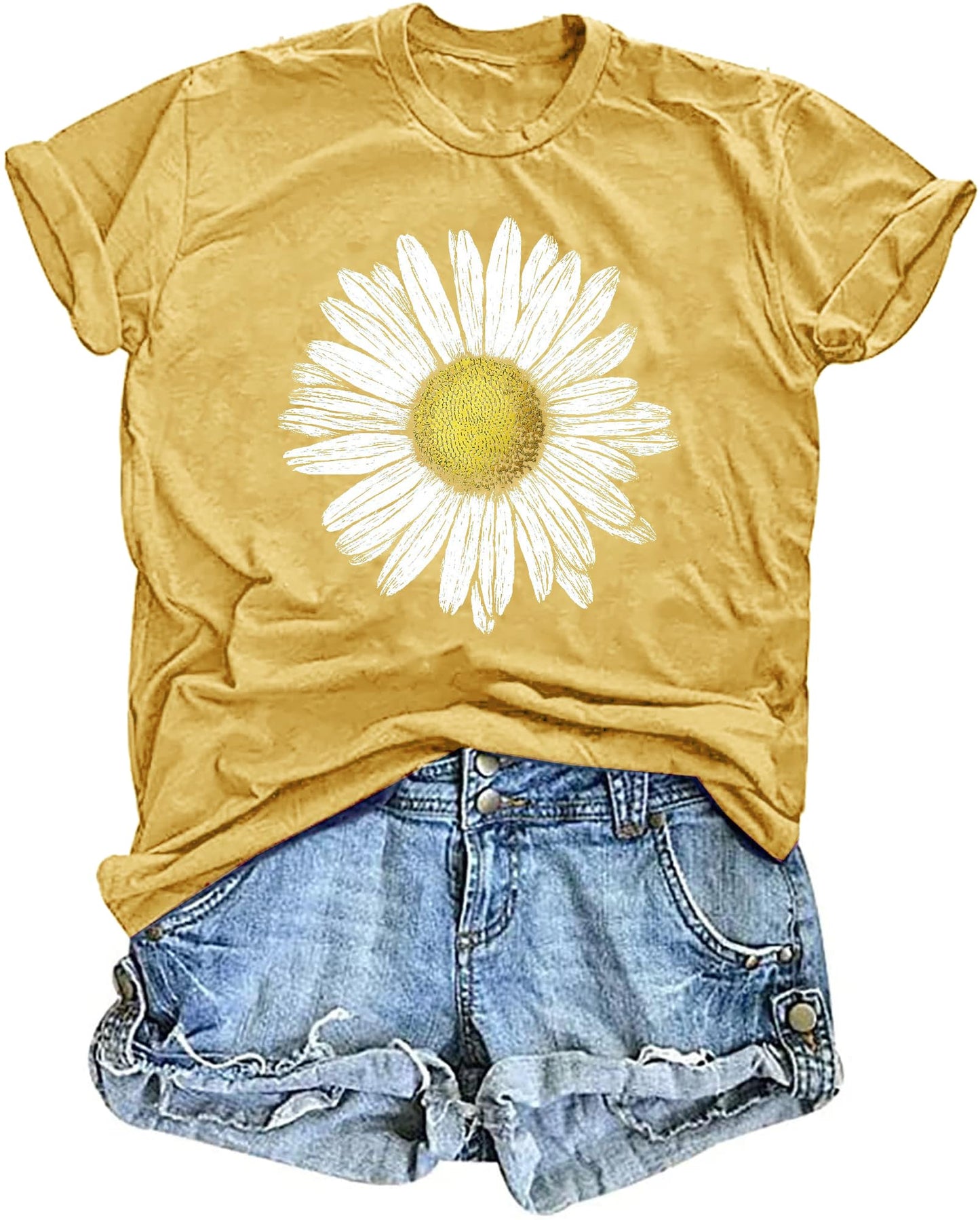 Women's Vintage Floral T Shirt Boho Wildflower Graphic Loose Tees Short Sleeve Casual Tops