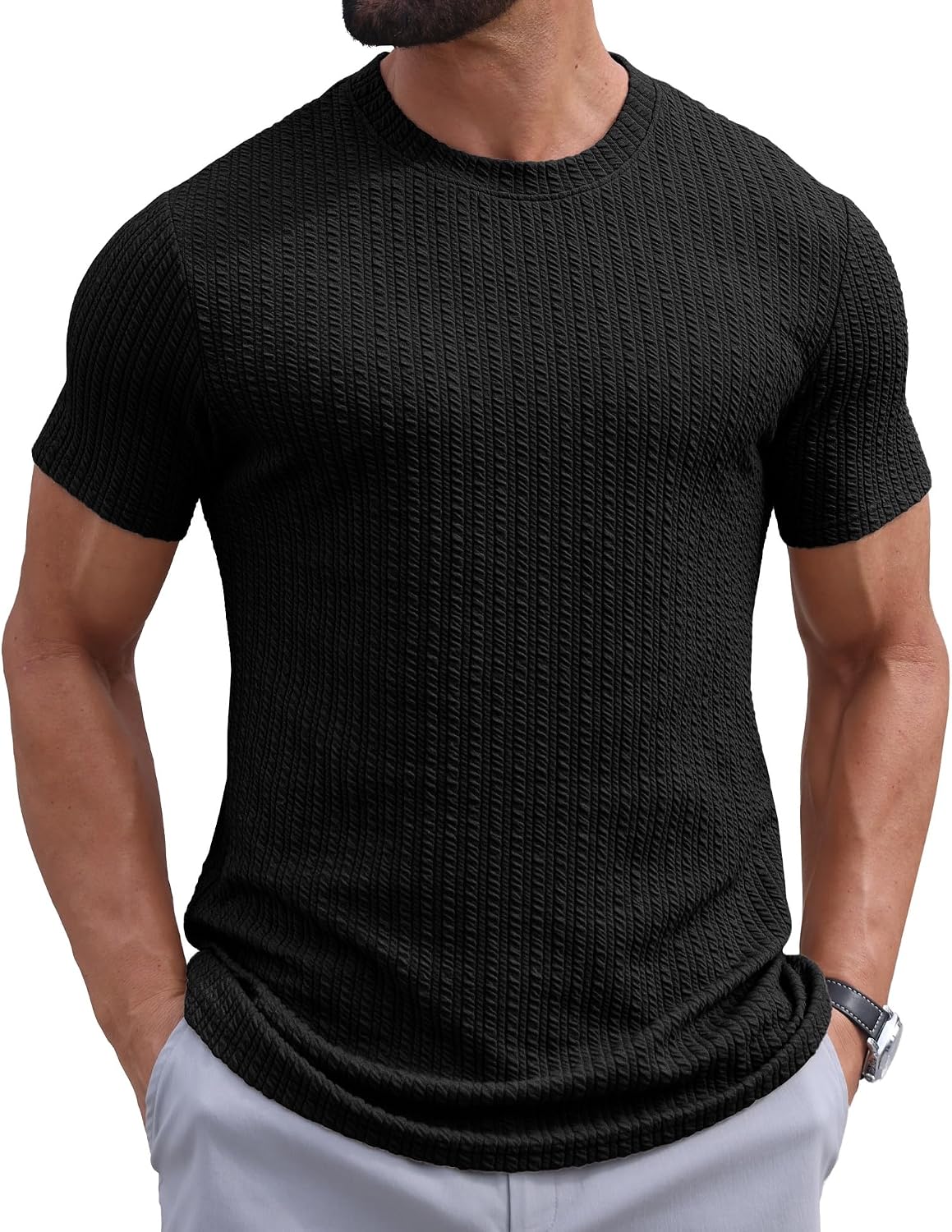 Sailwind Men’s Knit T Shirt Short Sleeve Crewneck Textured Casual Summer Knitted Pullover Tee