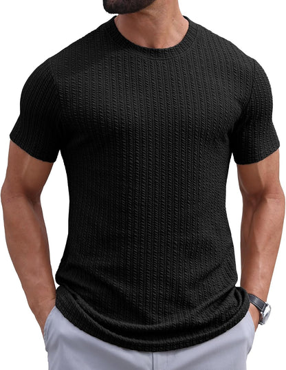Sailwind Men’s Knit T Shirt Short Sleeve Crewneck Textured Casual Summer Knitted Pullover Tee