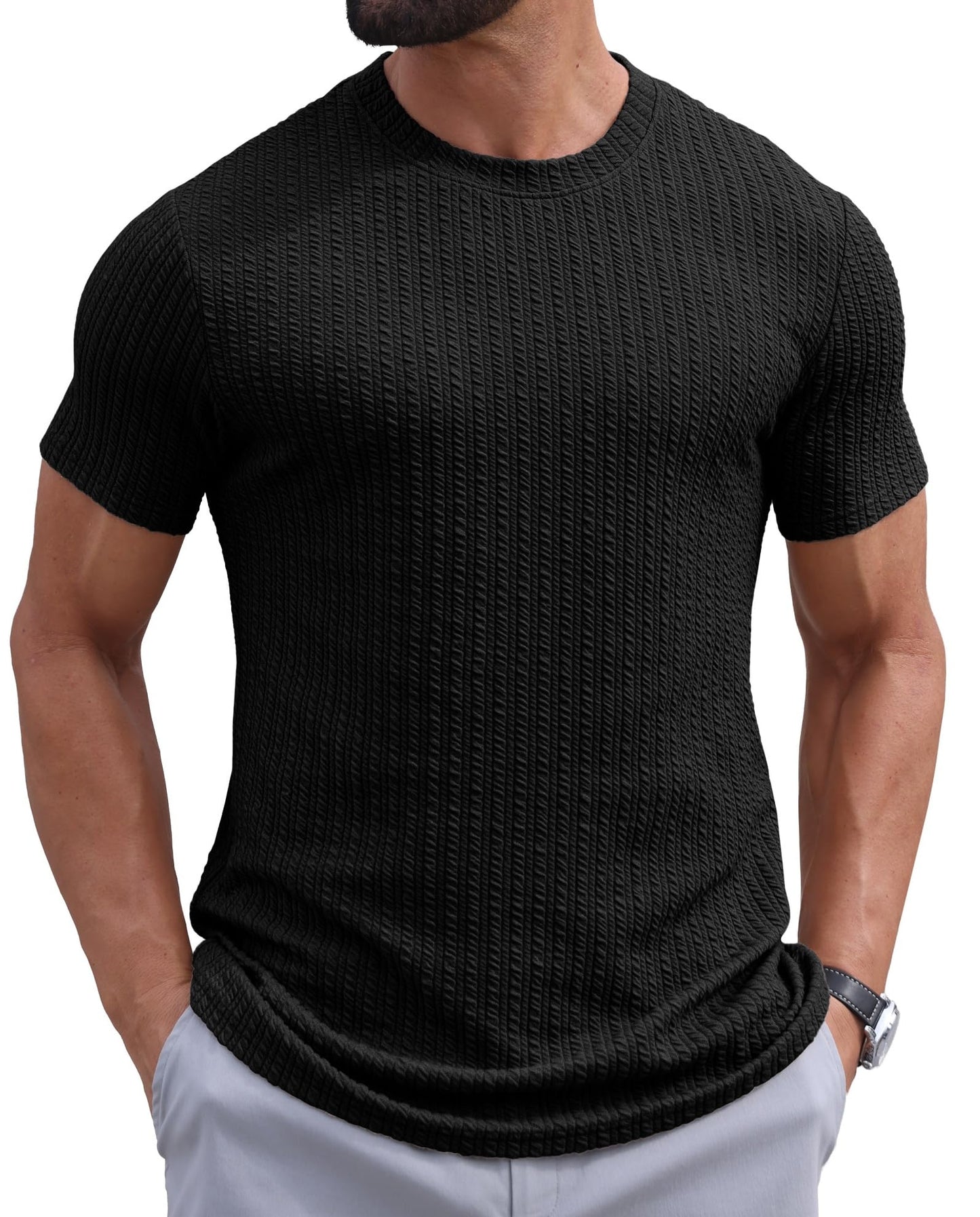 Sailwind Men’s Knit T Shirt Short Sleeve Crewneck Textured Casual Summer Knitted Pullover Tee