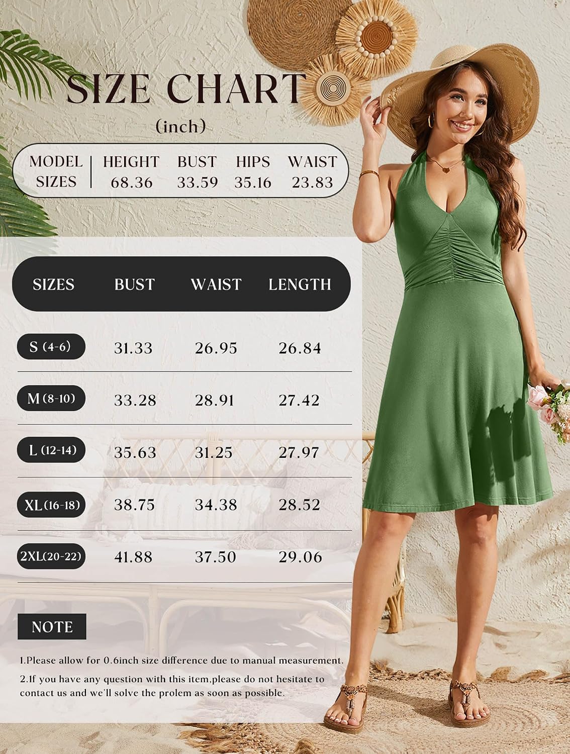 WEACZZY Womens Dresses 2025 Summer Halter Neck Sleeveless V Neck Formal Wedding Guest Dress Hawaiian Vacation Sundress with Pockets,Mauve,L