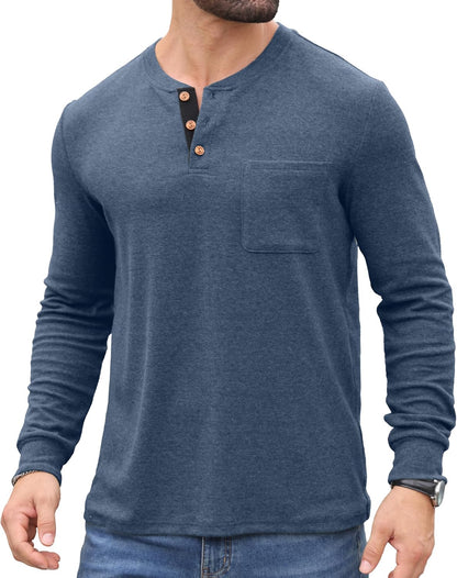 Sailwind Men's Henley Shirts Long Sleeve Button T-Shirt Casual Fashion Pullover Shirt with Pocket