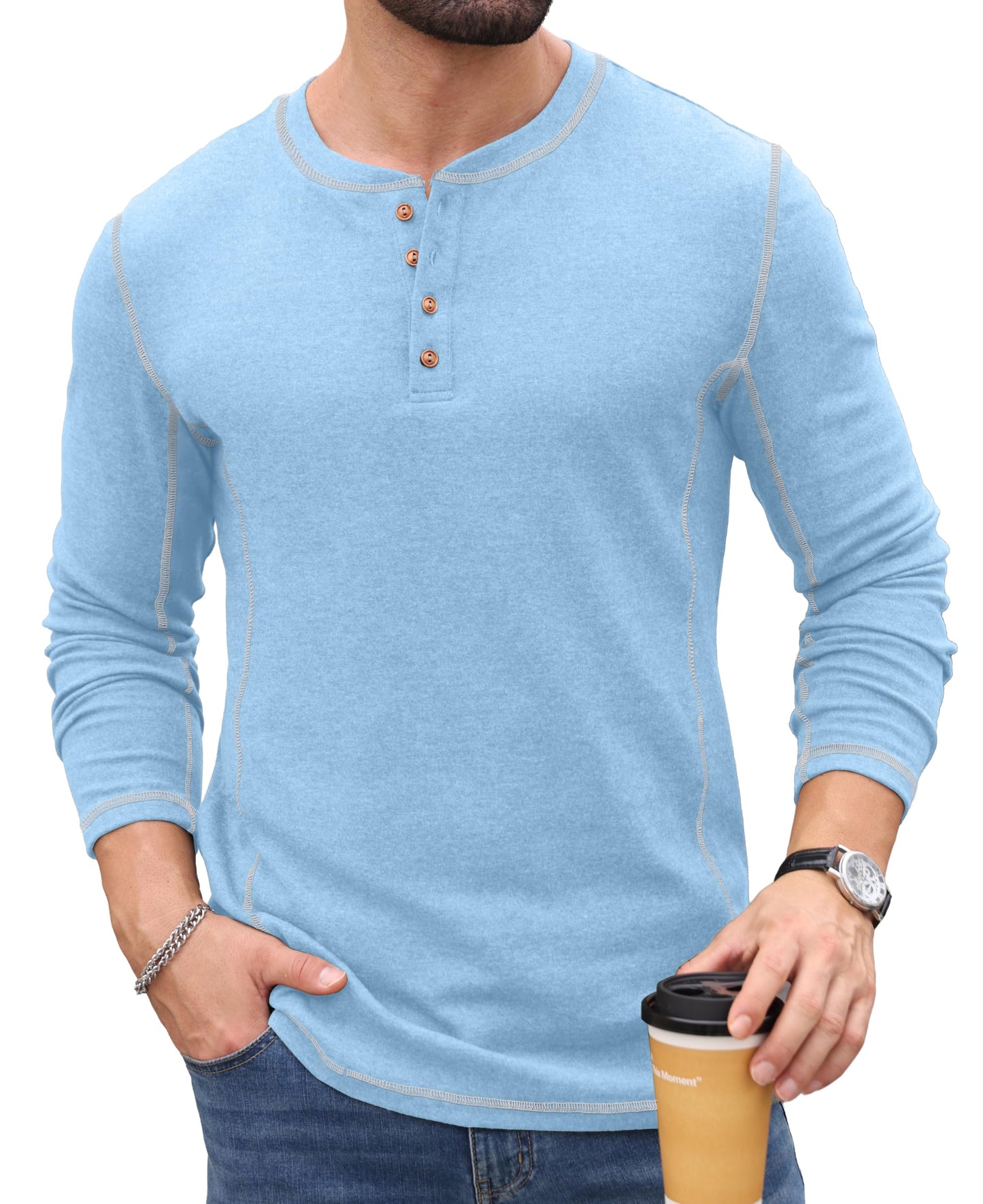 Sailwind Men's Henley Shirts Long Sleeve Button T-Shirt Casual Stylish Pullover Shirt