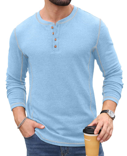 Sailwind Men's Henley Shirts Long Sleeve Button T-Shirt Casual Stylish Pullover Shirt
