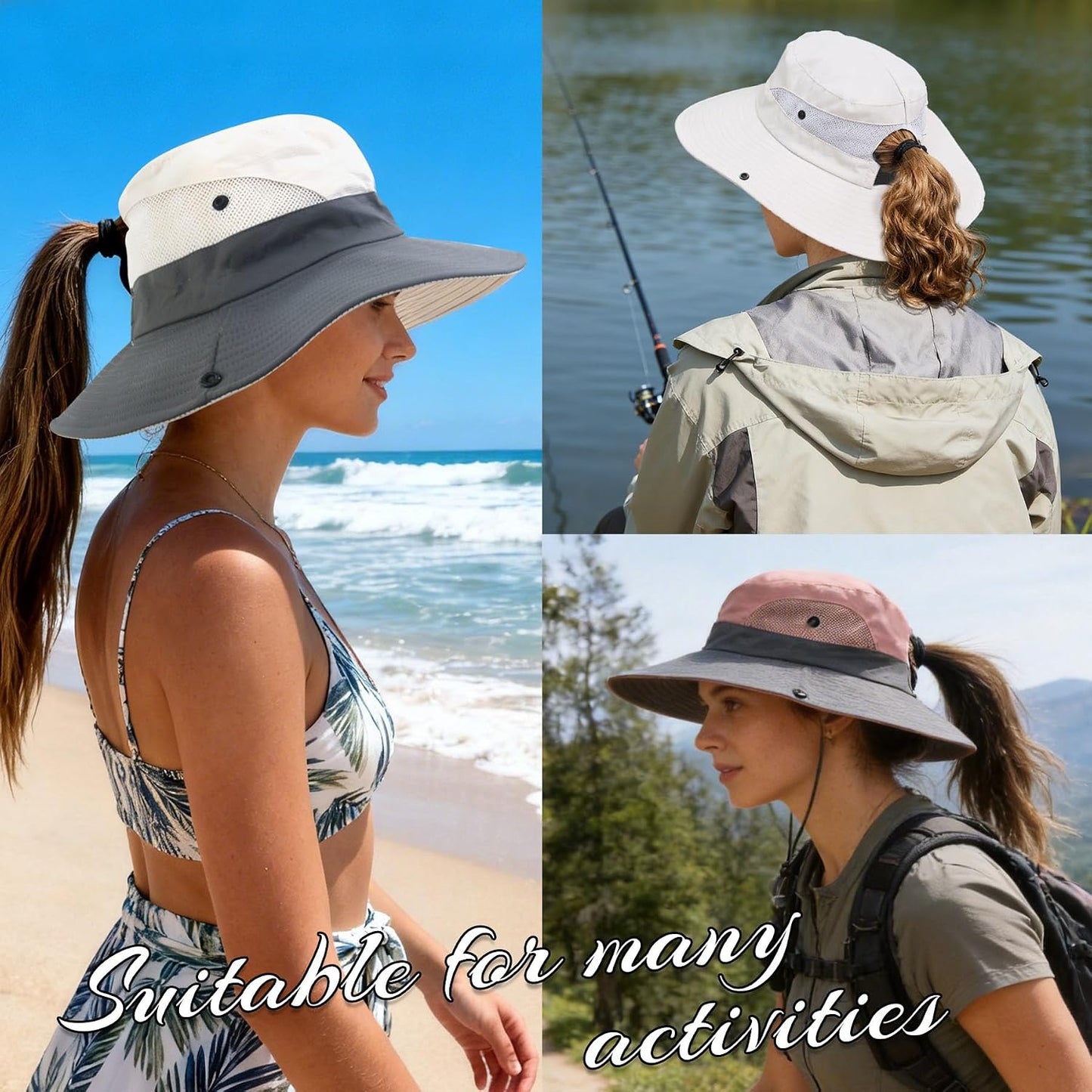 PFFY Sun Beach Hats for Women Men UV Protection Wide Brim Foldable Fishing Sun Bucket Hat Outdoor Essentials