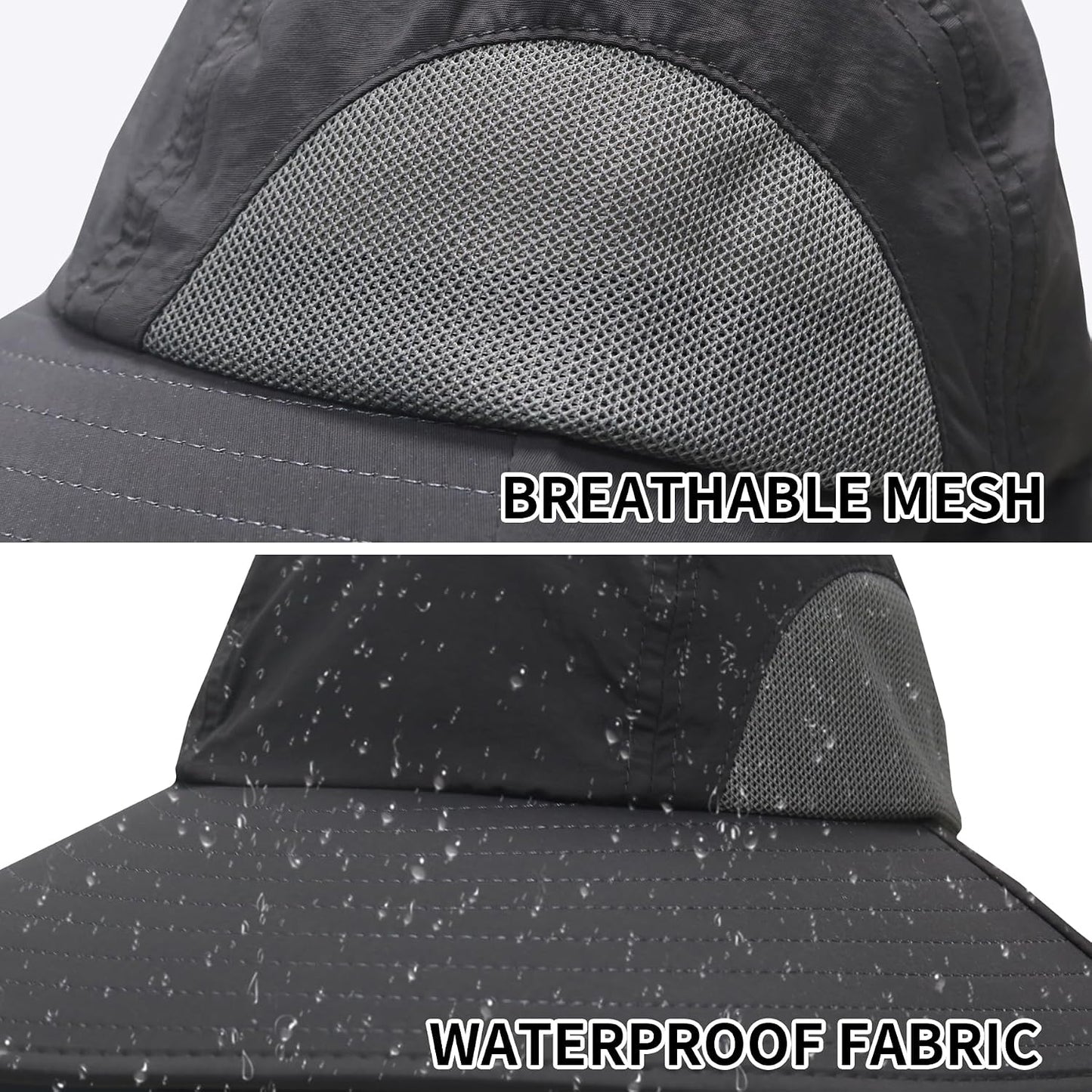 PFFY Sun Bucket Hats for Men Women UV Protection Wide Brim Hiking Fishing Garden Beach Sun Hat with Neck Flap