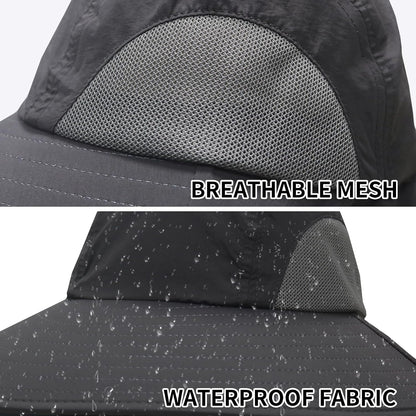 PFFY Sun Bucket Hats for Men Women UV Protection Wide Brim Hiking Fishing Garden Beach Sun Hat with Neck Flap