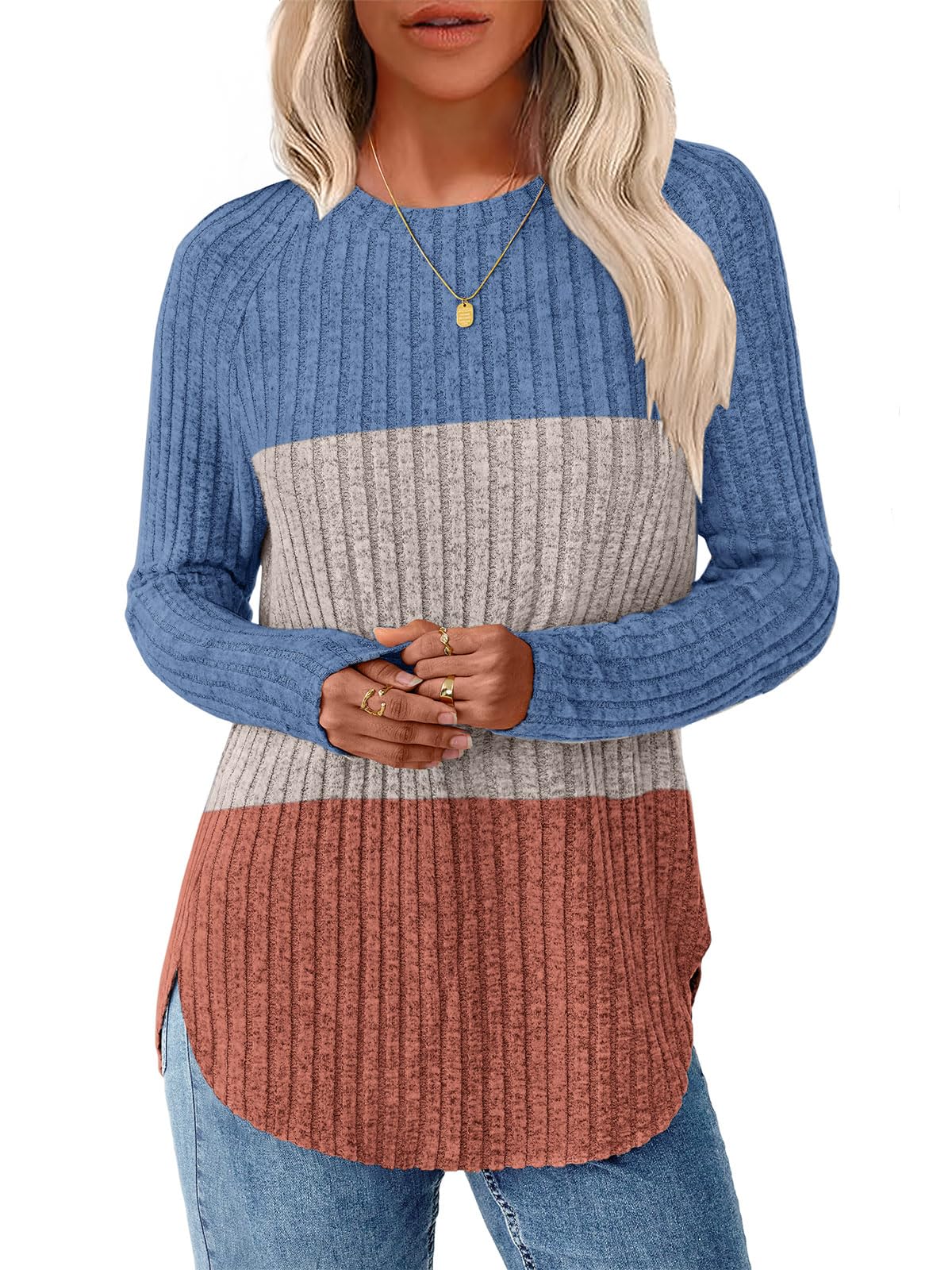 NORACORA Long Sleeve Shirts for Women Crew Neck Tunic Tops Loose Fit Lightweight Pullover Sweaters Trendy 2025