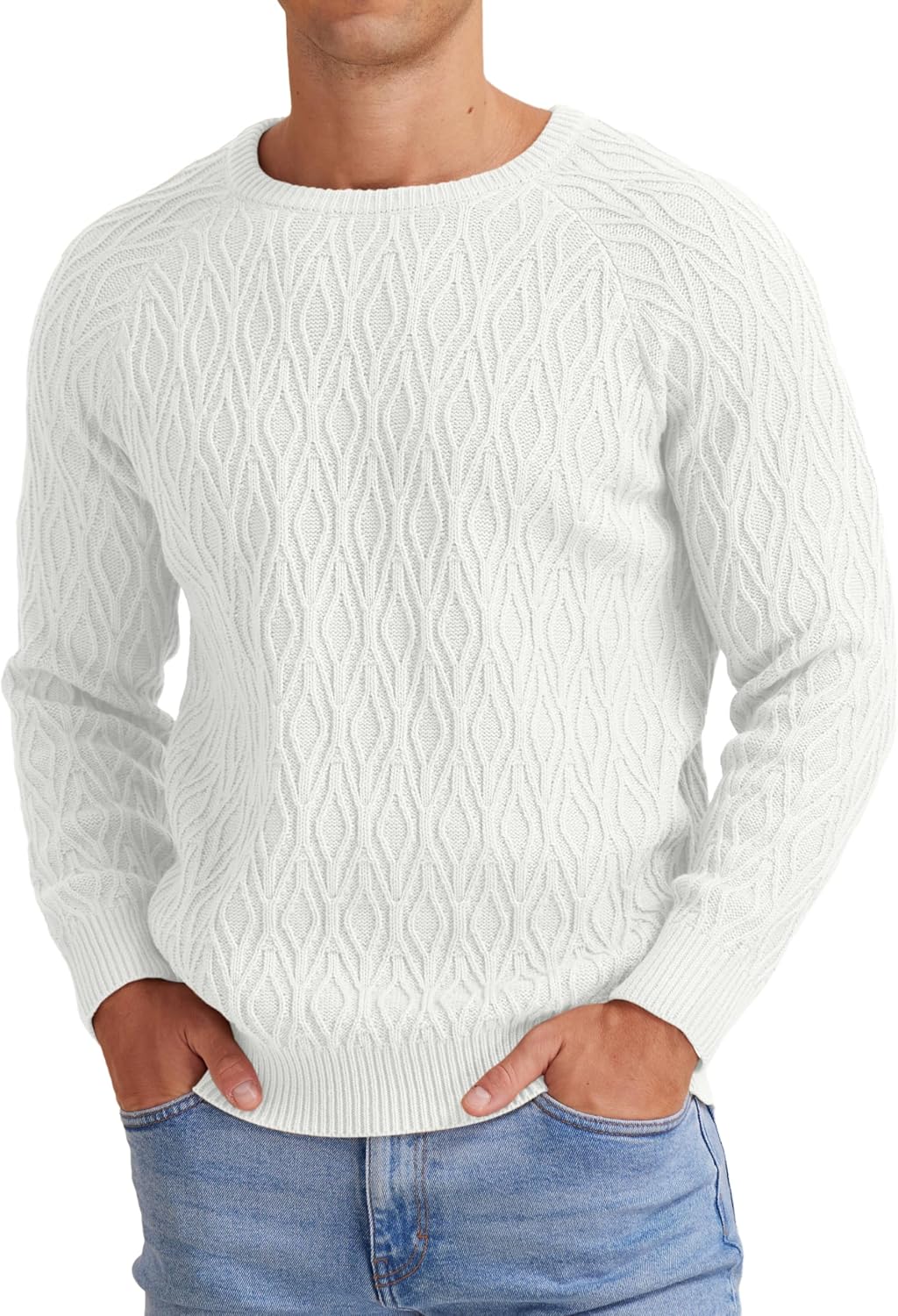 Sailwind Men's Cable Knit Sweater Casual Crewneck Long-Sleeve Knitted Pullover