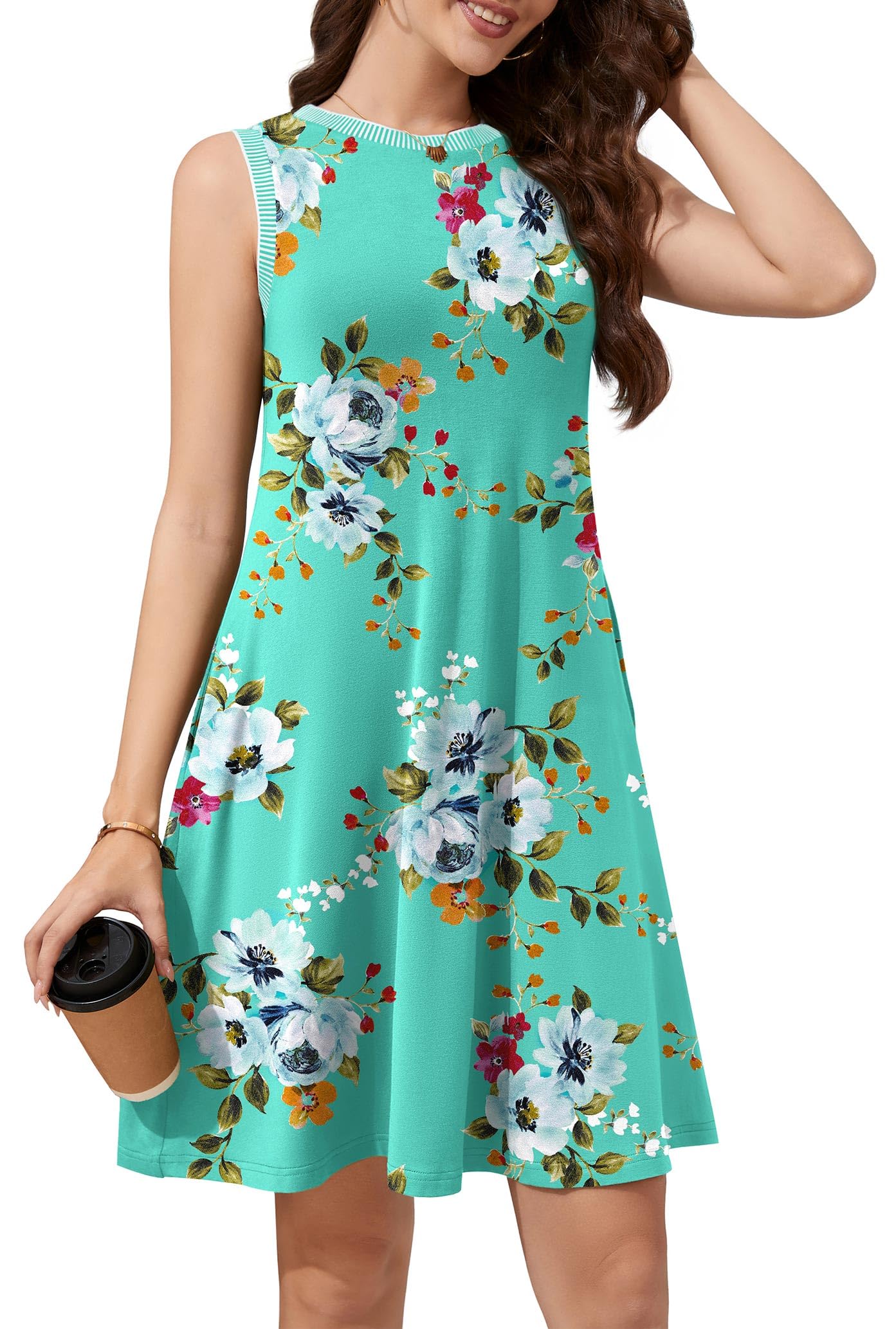 WEACZZY 2026 Summer Dresses for Women Casual Loose Fit Beach Vacation Sundress Sleeveless Crewneck Tank Dress with Pockets