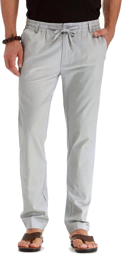 Sailwind Men's Drawstring Linen Pants Casual Summer Beach Loose Trousers