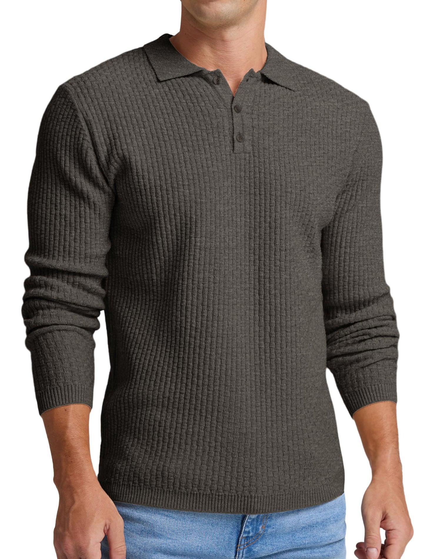 Sailwind Men's Knit Polo Sweater Long Sleeve Polo Shirts Lightweight Fashion Casual Pullover Sweater