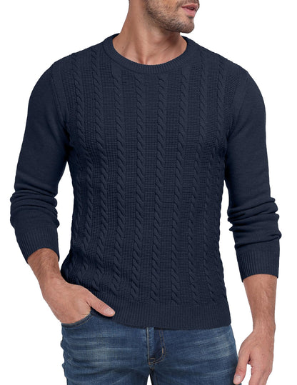 Sailwind Men's Crewneck Pullover Sweater Casual Knitted Twist Sweaters
