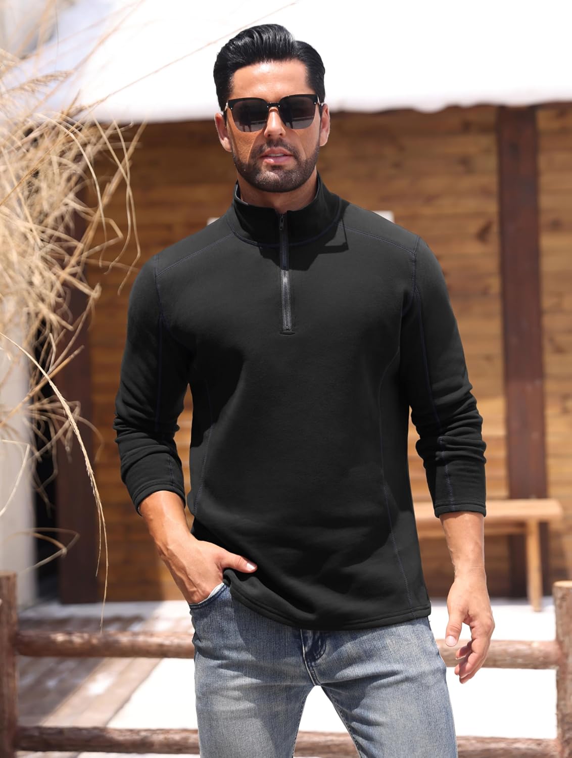 Sailwind Mens Quarter Zip Sweatshirt Fleece Long Sleeve Pullover Casual Mock Neck Polo Sweater