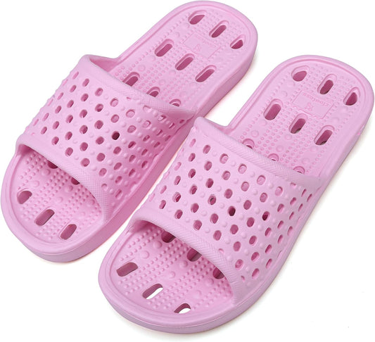 Shower Shoes for Men and Women,Non-Slip Quick-Dry Bath Slippers with Drain Holes,Lightweight Pool, Gym, Bathroom & College Dorm Sandals