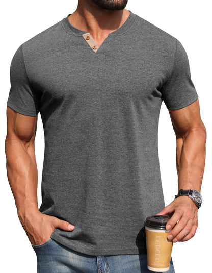 Sailwind Mens Henley Lightweight Shirts Short Sleeve Casual Cotton Button T-Shirts Summer Basic Tee